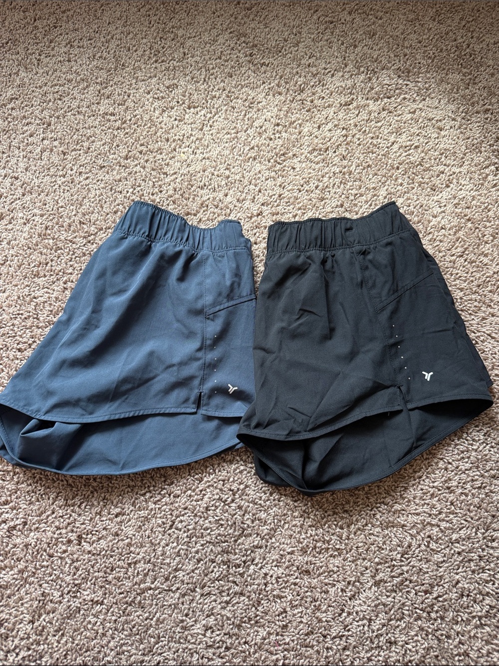Old Navy Women's Mid-Rise Stretchtech Run Shorts Bundle 1 Black and 1 Navy